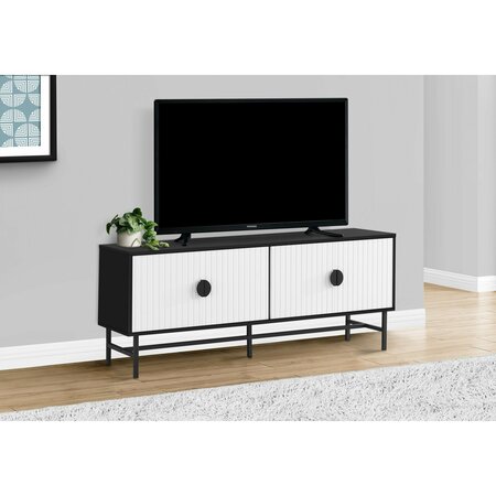 Monarch Specialties Tv Stand, 60 Inch, Console, Storage Cabinet, Living Room, Bedroom, Black And White Laminate I 2732